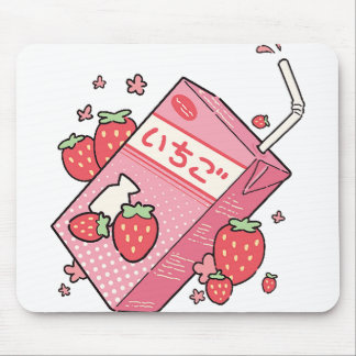 Alfombrilla De Ratón Kawaii caja japonesa de jugo de fresa