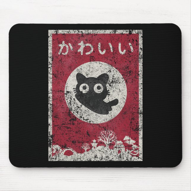 Alfombrilla De Ratón Kawaii Cat Japonesa Anime Cat T Shirt (Frente)