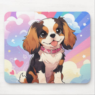 Alfombrilla De Ratón Kawaii Cavalier Rey Charles Pastel Arcoiris