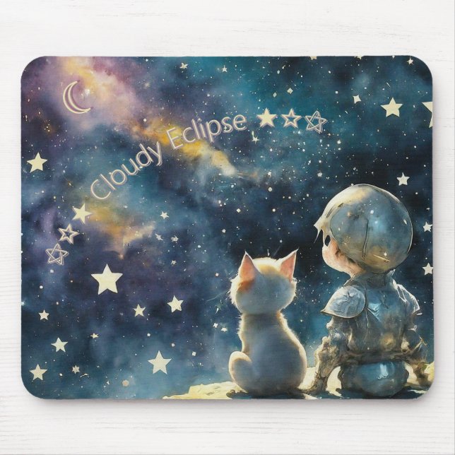 Alfombrilla de ratón Kawaii Chibi Knight y Kitten  (Frente)