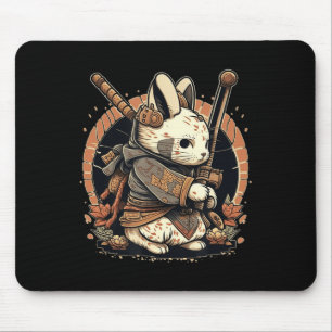 Alfombrilla De Ratón Kawaii estilo japonés Samurai Bunny Anime