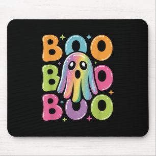 Alfombrilla De Ratón Kawaii Fantasma Boo Con Parkles Halloween Colorido