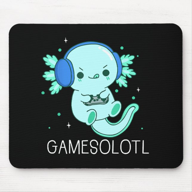 Alfombrilla De Ratón Kawaii Gamesolotl Axolotl Gamer (Frente)