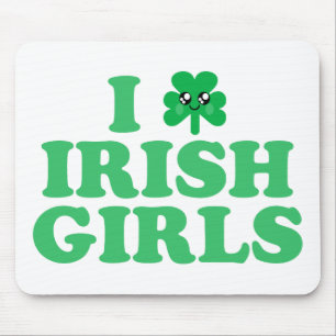 ALFOMBRILLA DE RATÓN KAWAII I LOVE IRISH GIRLS SHAMROCK LUCK
