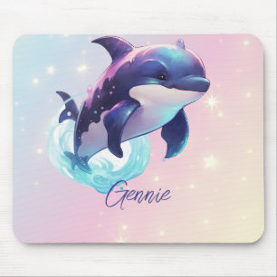 Alfombrilla De Ratón Kawaii Orca Asesina Ballena Personalizada Azul y R