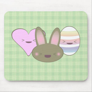 ALFOMBRILLA DE RATÓN KAWAII PASCUA TRIO CONEJO CHOCOLATE HUEVO CORAZÓN