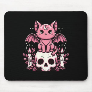Alfombrilla De Ratón Kawaii Pastel Gótico Cute Creepe Gato Bat Skeleton