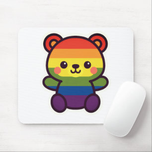 Alfombrilla De Ratón Kawaii Rainbow Teddy - Una elegante fiesta del org