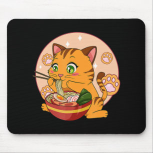 Alfombrilla De Ratón Kawaii Ramen Cat Japonés Neko Noodle Anime Regalo 