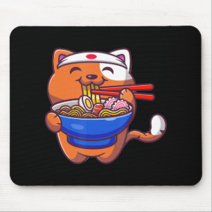 Alfombrilla De Ratón Kawaii Ramen Gato Anime Chicas de comida japonesa