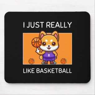 Alfombrilla De Ratón Kawaii Shiba Inu Me Gusta El Basketbal