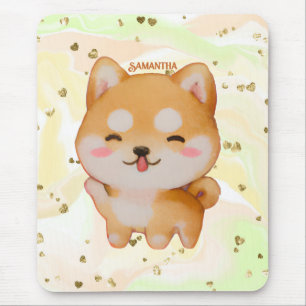 Alfombrilla De Ratón Kawaii Sonriente Shiba Inu al estilo Personalizado