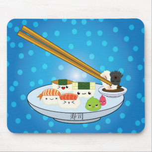Alfombrilla De Ratón Kawaii Sushi Plata Mouse Pad