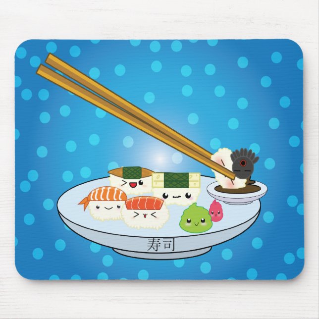 Alfombrilla De Ratón Kawaii Sushi Plata Mouse Pad (Frente)