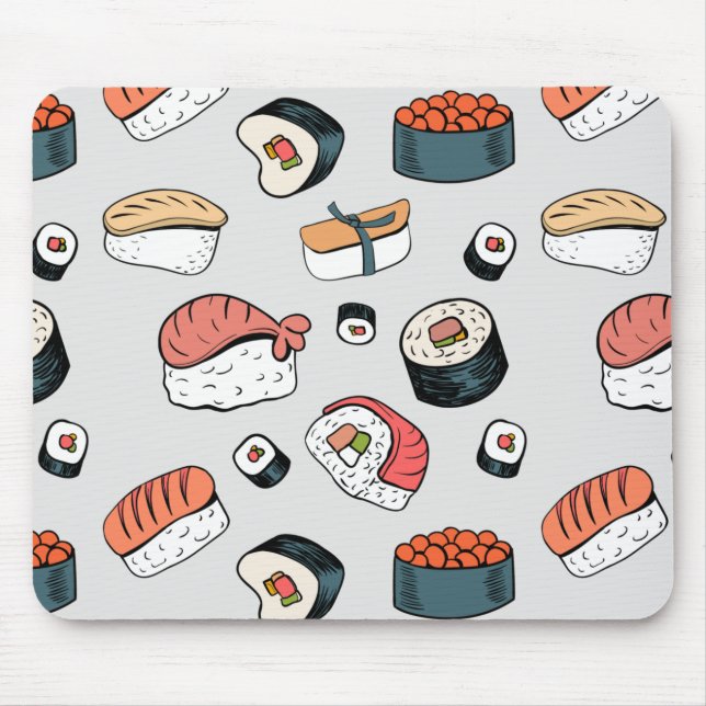 Alfombrilla De Ratón Kawaii Sushi Rolls Patrón Espectro (Frente)