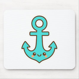 Alfombrilla De Ratón Kawaii Turquoise Anchor - Fantástico y Alegre
