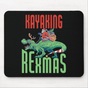 Alfombrilla De Ratón Kayaking Rexmas T-rex Dinosaur Navidad Festejo K