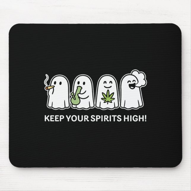 Alfombrilla De Ratón Keep Your Srits High Ghost Smoking Weed Halloween  (Frente)