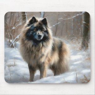 Alfombrilla De Ratón Keeshond Deja que nieve Navidad