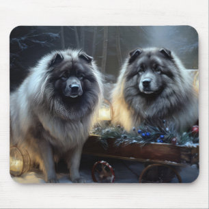 Alfombrilla De Ratón Keeshond Nevado Trineo Navidad Decoración