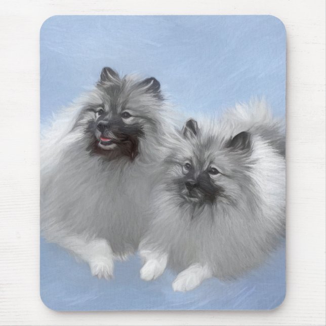 Alfombrilla De Ratón Keeshond Pair de Kees pintura animal original (Frente)