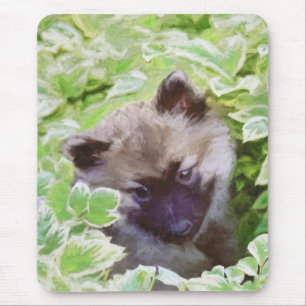 Alfombrilla De Ratón Keeshond Puppy en el jardín pintando arte original
