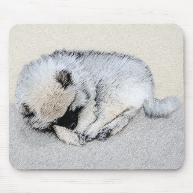 Alfombrilla De Ratón Keeshond Sleeping Pinting Pintura Original De Perr (Frente)