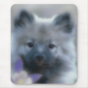 Alfombrilla De Ratón Keeshond y Columbine - Fotografía de perro