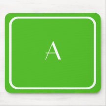 Kelly Green Mousepad barato con Monograma Blanco