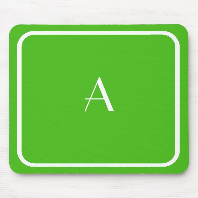 Alfombrilla De Ratón Kelly Green Mousepad barato con Monograma Blanco (Frente)