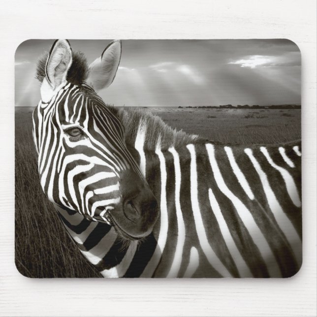 Alfombrilla De Ratón Kenia. Negro y blanco de cebra y liso. (Frente)