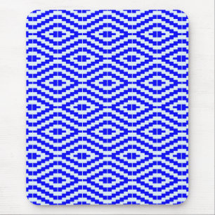 Alfombrilla De Ratón Kente geométrico azul brillante, blanco,