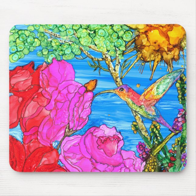 Alfombrilla De Ratón KHS Beautiful Floral Hummingbird Mousepad (Frente)