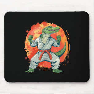 Alfombrilla De Ratón Kickboxing Cocodrilo Taekwondo Karate Mma Divertid