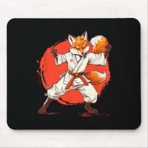 Alfombrilla De Ratón Kickboxing Fox Taekwondo Karate Mma Divertido Arte