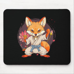 Alfombrilla De Ratón Kickboxing Fox Taekwondo Karate Mma Divertido Arte