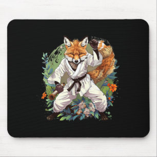Alfombrilla De Ratón Kickboxing Fox Taekwondo Karate Mma Divertido Arte