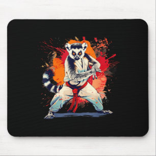 Alfombrilla De Ratón Kickboxing Lémur Taekwondo Karate MMA Divertido