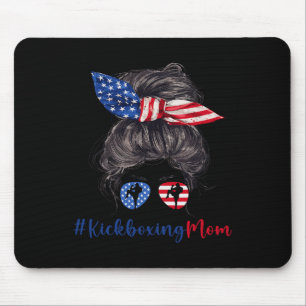 Alfombrilla De Ratón Kickboxing Mamá Bandera Americana Regalo Día de la