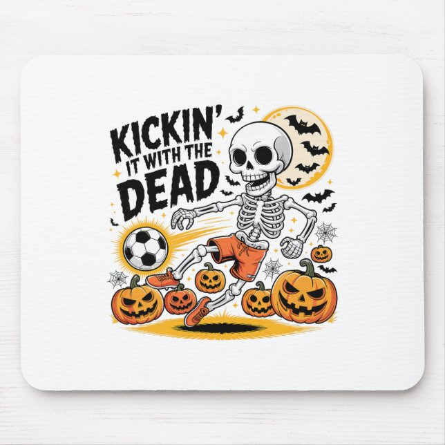 Alfombrilla De Ratón Kickin' It Halloween Skeleton Soccer Player  (Frente)