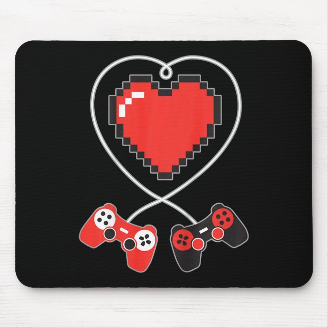 Alfombrilla De Ratón Kids Heart Pixel Art Video-game Controller Valenti (Frente)