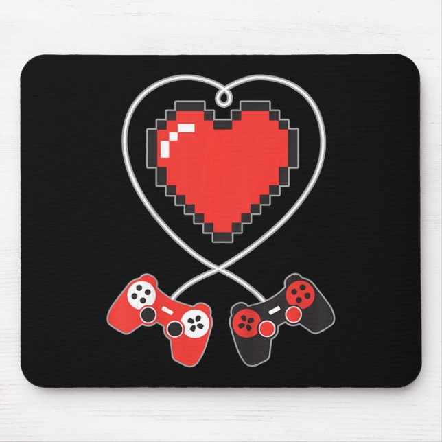 Alfombrilla De Ratón Kids Heart Pixel Art Video Game Controller Valenti (Frente)