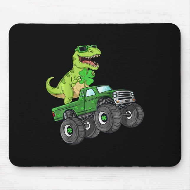 Alfombrilla De Ratón Kids St Patricks Day T Rex Rister Monster Truck Di (Frente)