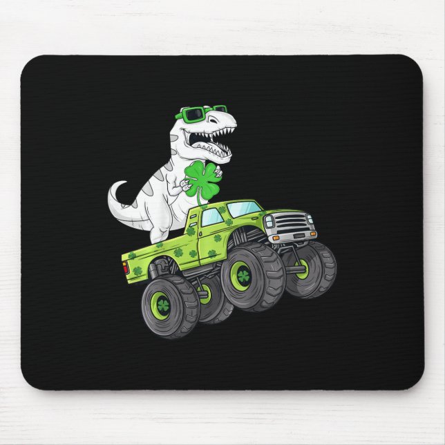 Alfombrilla De Ratón Kids St Patricks Day T Rex Rister Monster Truck Di (Frente)