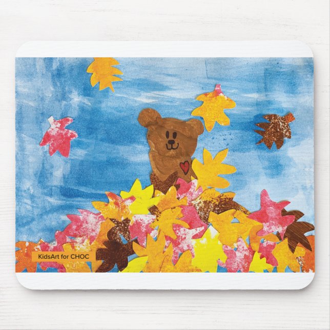 Alfombrilla De Ratón KidsArt para CHOC - Oso de hojas de otoño (Frente)