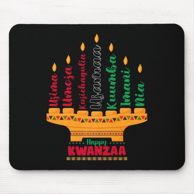 Alfombrilla De Ratón Kinara Siete Velas Principios de Kwanzaa Feliz K (Frente)