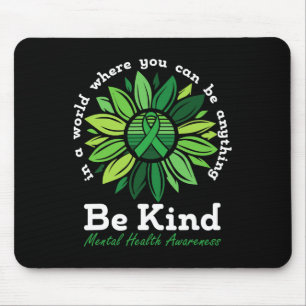 Alfombrilla De Ratón Kind Mental Health Awareness Sunflower Green Ribbo