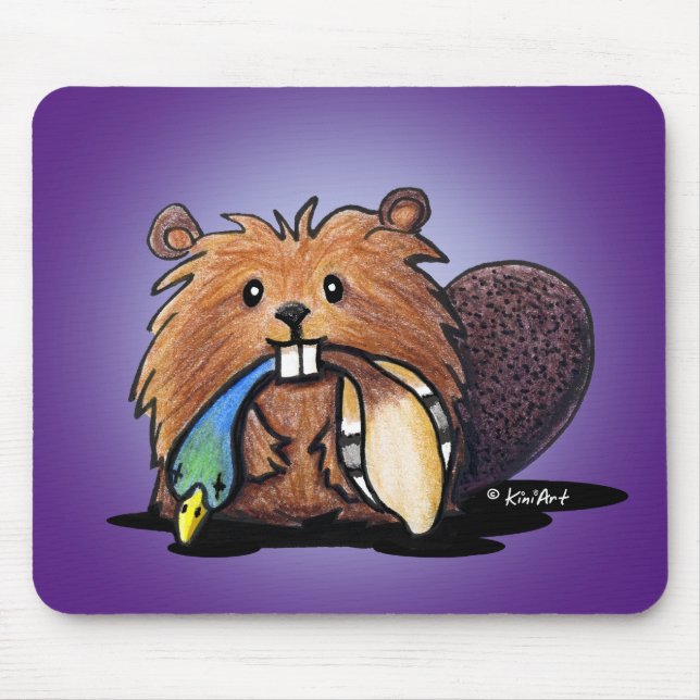 Alfombrilla De Ratón KiniArt Cute Beaver Mousepad (Frente)