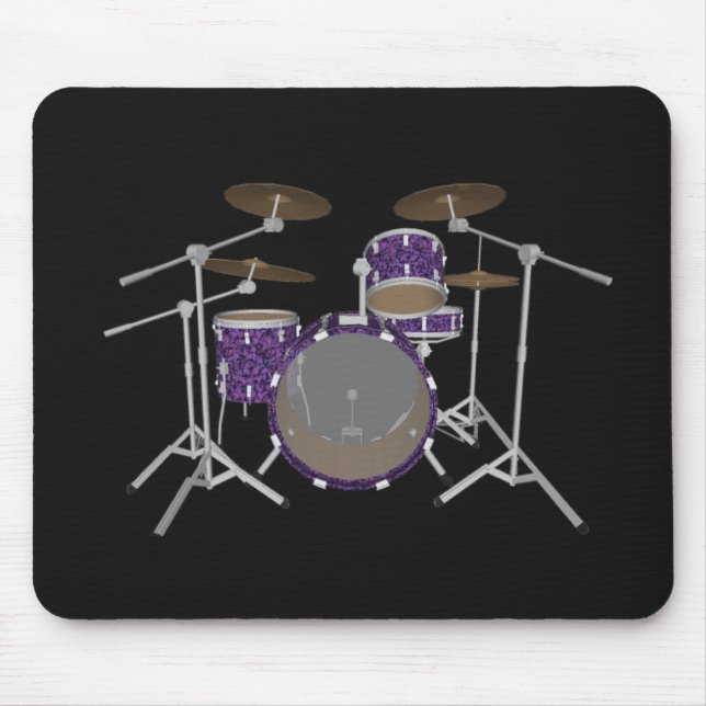 Alfombrilla De Ratón Kit de tambor de jazz - Bidones violetas Personali (Frente)
