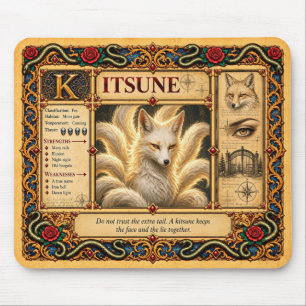 Alfombrilla De Ratón Kitsune, Arte de Bestiario Medieval
